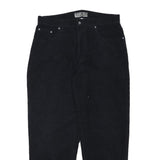 CORNICHE Mens Cotton Blend Black Relaxed Straight Trousers W34 L28 Casual Zip