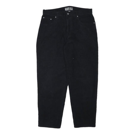 CORNICHE Mens Cotton Blend Black Relaxed Straight Trousers W34 L28 Casual Zip