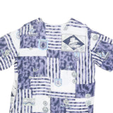Womens Blue & White Patterned Shirts L Nautical Print Button Front Comfortable