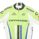 SUGOI Mens Green & Blue Cannondale Graphic T-Shirt L Short Sleeve Zip Neck