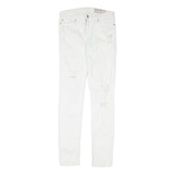ALL SAINTS Womens White Regular Skinny Denim Jeans W27 L29 Distressed Zip