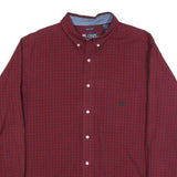 CHAPS Mens Red & Dark Blue Check Shirt XL Button Down Long Sleeve Casual Cotton