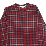 L.O.G.G Womens Red & Navy Check Blouse Long Sleeve Button Neck L Cotton Blend