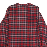 L.O.G.G Womens Red & Navy Check Blouse Long Sleeve Button Neck L Cotton Blend