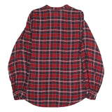 L.O.G.G Womens Red & Navy Check Blouse Long Sleeve Button Neck L Cotton Blend