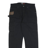 WRANGLER Mens Cotton Black Relaxed Straight Trousers W36 L34 Workwear Utility