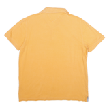 TOMMY HILFIGER Mens Yellow Polo Shirt L Cotton Short Sleeve Basic Logo