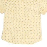 LES OLIVADES Womens Cream & Yellow Printed Shirt Short Sleeve Collared L