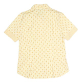 LES OLIVADES Womens Cream & Yellow Printed Shirt Short Sleeve Collared L