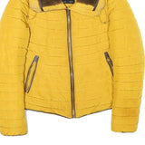 ZARA BASIC Womens Yellow Polyester Blend Puffer Jacket XS Quilted Zip Up