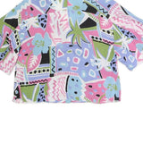 ZARA Womens Blue & Pink Printed Oversized Shirt Short Sleeve Collar M Casual