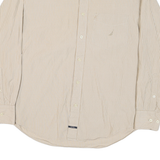 NAUTICA Mens Beige & White Striped Shirt M Classic Cotton Blend Casual Long