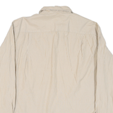 NAUTICA Mens Beige & White Striped Shirt M Classic Cotton Blend Casual Long