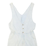 Womens White Playsuit V Neck Button Cotton Blend S Casual Summer Relaxed Fit