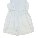 Womens White Playsuit V Neck Button Cotton Blend S Casual Summer Relaxed Fit