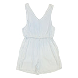 Womens White Playsuit V Neck Button Cotton Blend S Casual Summer Relaxed Fit