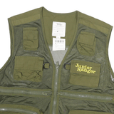 JUNIOR RANGER Womens Green Mesh Polyester Blend Utility Jacket L Zip Vest