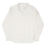LEVI'S Womens White & Beige Stripe Shirt L Classic Collar Long Sleeve Cotton