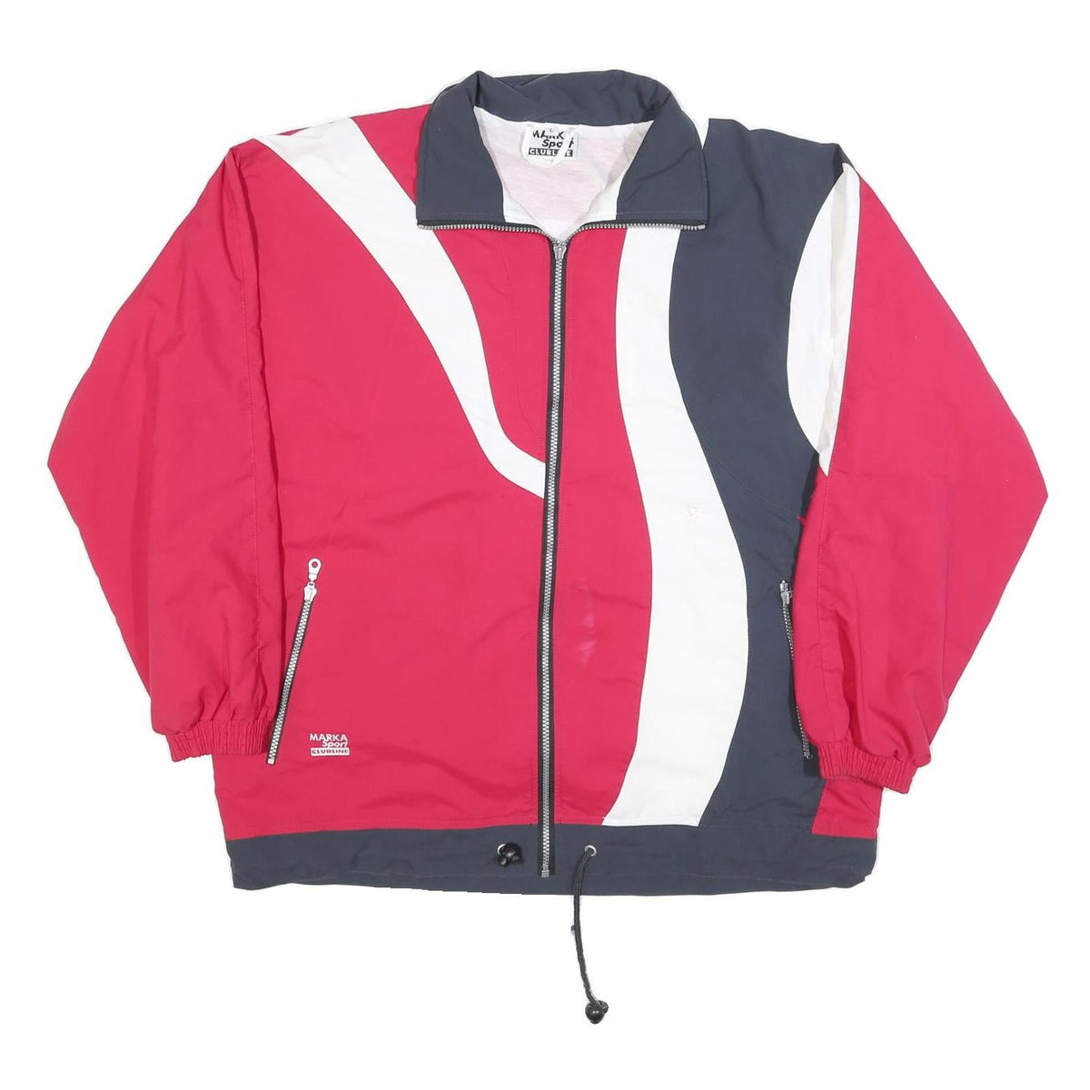 MARKA SPORT Mens Red & Navy Zip Jacket L Polyester Blend Wave