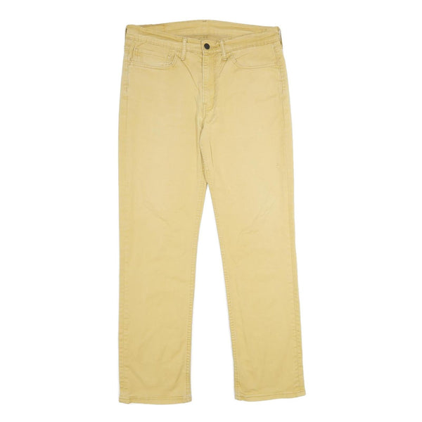 LEVI'S Mens Cotton Blend Beige Classic Straight Trousers W34 L32 Casual Zip