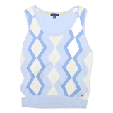 TOMMY HILFIGER Mens Blue & White Patterned Cotton Sleeveless Pullover Jumper M