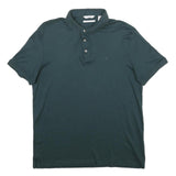 CALVIN KLEIN Mens Green Short Sleeve Plain M Cotton Polo Shirt Classic Fit