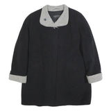 CHRISTIAN Womens Black & Grey Wool Blend Button Jacket XL Wool Blend Classic