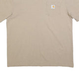 CARHARTT Mens Beige Pocket T-Shirt L Short Sleeve Crew Neck Casual Cotton