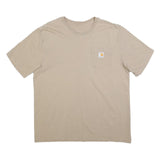 CARHARTT Mens Beige Pocket T-Shirt L Short Sleeve Crew Neck Casual Cotton