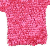 Womens Pink Basic Short Sleeve Round Neck Textured Top S