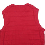 CHAPS Mens Red Patterned Jumper V-Neck Basic Knit 2XL Sleeveless Cotton Blend