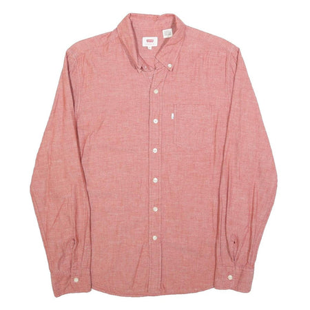 LEVI'S Mens Red Button Down Shirt M Cotton Casual Classic Fit Long Sleeve