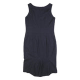 LAURA ASHLEY Womens Navy Blue Wool Blend Sleeveless Pencil Dress UK 12 Workwear