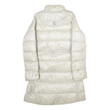 BURBERRY Womens Cream Down Quilted Jacket S Belted Zip Closure Classic