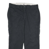 DICKIES Mens Black Cotton Regular Straight Trousers W40 L30 Workwear Cargo
