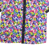 ACKERMAN Womens Multicolour Floral Printed Button Top Short Sleeve Round Neck L