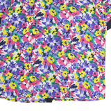 ACKERMAN Womens Multicolour Floral Printed Button Top Short Sleeve Round Neck L