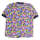 ACKERMAN Womens Multicolour Floral Printed Button Top Short Sleeve Round Neck L