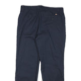 DICKIES Womens Cotton Blend Navy Regular Fit Straight Leg Trousers W32 L28
