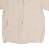 ROCHESTER Womens Beige Cotton Blend Basic Shirt Short Sleeve Band Collar XL