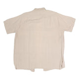 ROCHESTER Womens Beige Cotton Blend Basic Shirt Short Sleeve Band Collar XL