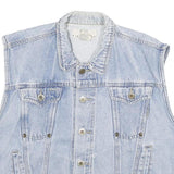 RIGOLLETTO Womens Blue Sleeveless Cotton Denim Jacket M Button Front Casual