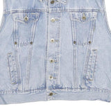 RIGOLLETTO Womens Blue Sleeveless Cotton Denim Jacket M Button Front Casual
