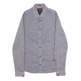 GUESS Mens Blue & White Patterned Shirt XS Cotton Blend Long Sleeve Button