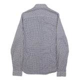 GUESS Mens Blue & White Patterned Shirt XS Cotton Blend Long Sleeve Button