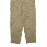 H&M Womens Cotton Blend Beige Relaxed Trousers W25 L26 Cargo Pocket Zip Closure