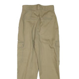 H&M Womens Cotton Blend Beige Relaxed Trousers W25 L26 Cargo Pocket Zip Closure