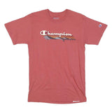 CHAMPION Mens Red Graphic Logo T-Shirt S Short Sleeve Crew Neck Classic Cotton