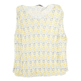 INTELLIGENCE QUOTIENT Womens Yellow & Grey Printed Sleeveless Top V-Neck M