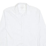 CALVIN KLEIN Mens White L Cotton Blend Shirt Long Sleeve Button Down Collar